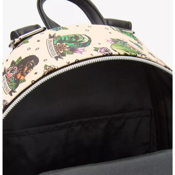 Loungefly Universal Monsters Mini Backpack Tattoo Pattern Characters Bag New - Picture 4 of 4